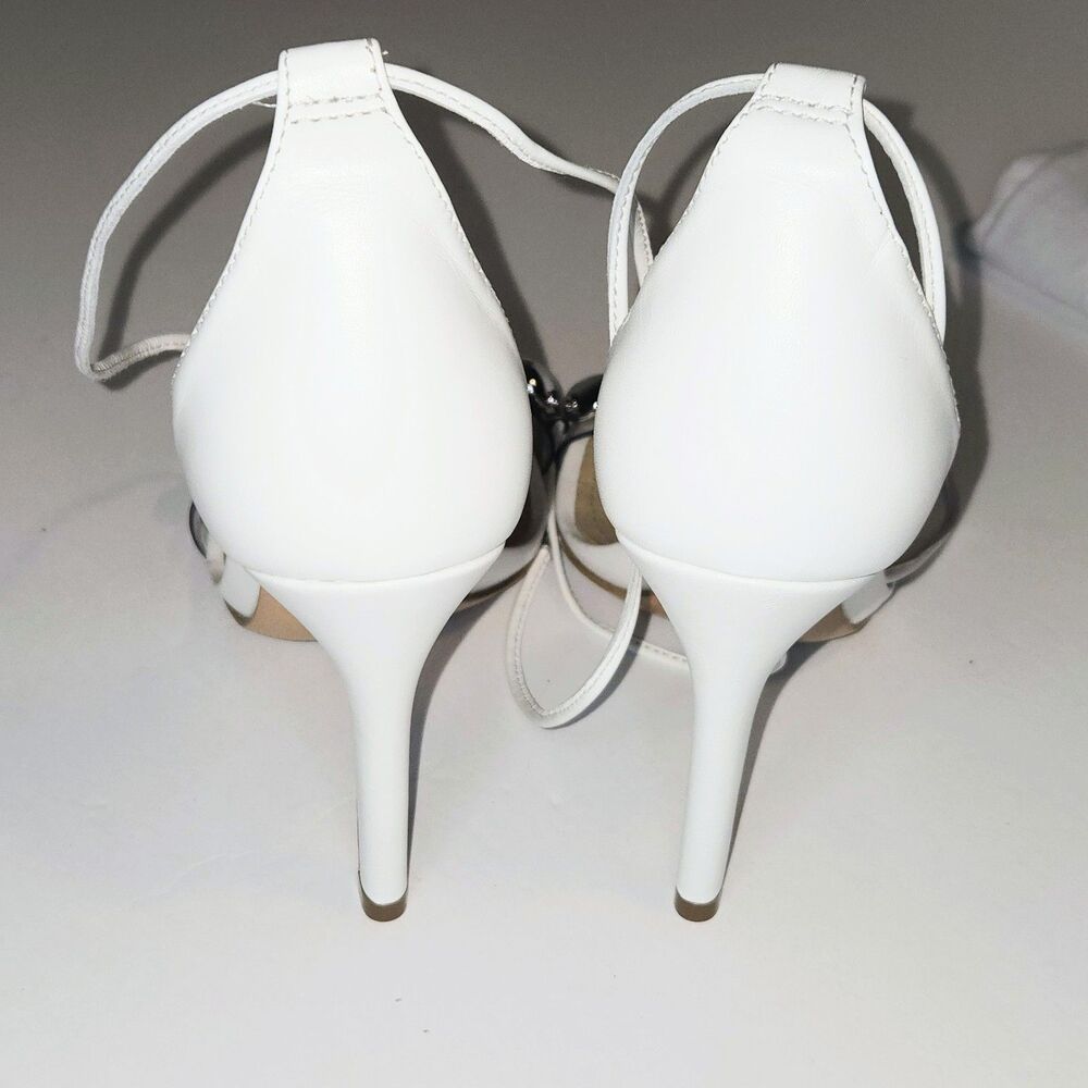 SCHUTZ Sandals White Heels Silver Studs Ramon Leather Shoes Women Size 7.5 NEW - Picture 6 of 9